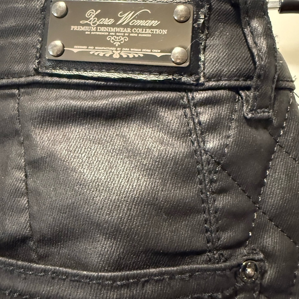 Zara Black Faux Leather Quilted Pants - Picture 5 of 6
